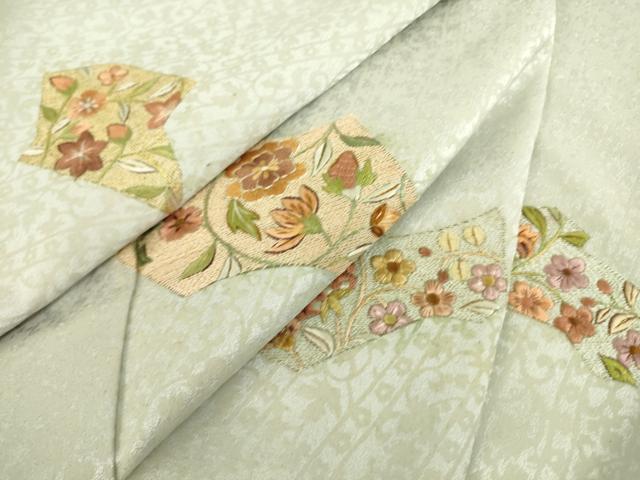 平和屋着物▽訪問着 単衣 総刺繍 破れ色紙更紗花文 金糸 正絹 逸品 DAAS0069az