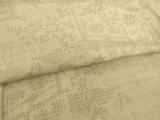 平和屋着物▽結城紬 単衣 風景花文 80亀甲 正絹 逸品 DAAS0068az