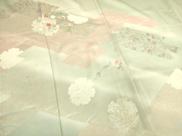 平和屋着物▽訪問着 単衣 刺繍 雪輪花文 銀彩 正絹 逸品 DAAS0070az
