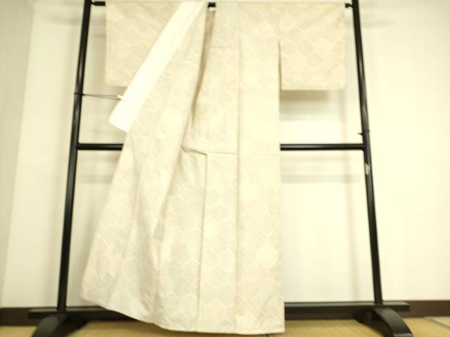 平和屋着物▽上質な紬 単衣 亀甲文 正絹 逸品 DAAS0079az