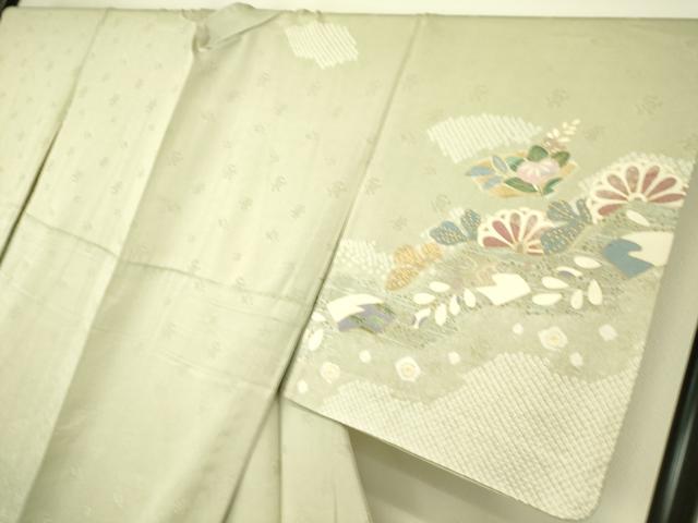 平和屋着物▽訪問着 単衣 駒刺繍 絞り 吉祥花文 金彩 正絹 逸品 DAAS0088az