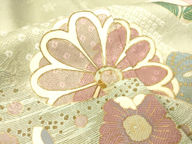 平和屋着物▽訪問着 単衣 駒刺繍 絞り 吉祥花文 金彩 正絹 逸品 DAAS0088az
