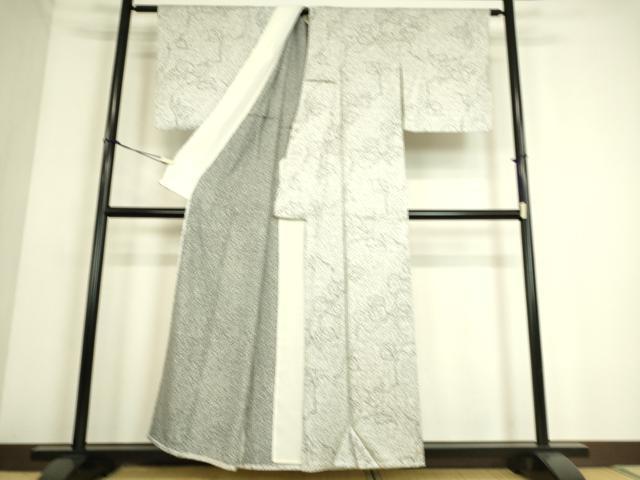 平和屋着物▽上質な小紋 単衣 たたき染め 葡萄唐草文 正絹 逸品 DAAS0106az