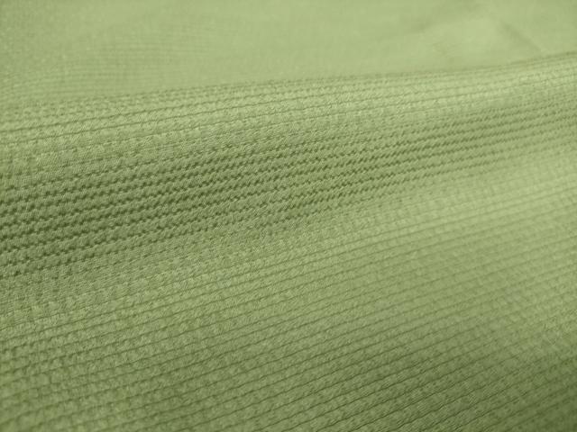 平和屋着物▽上質な色無地 単衣 作家物 草木染 横段地紋 山葵色 正絹 逸品 DAAS0102az