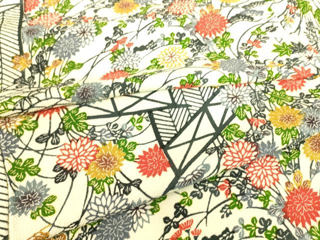 平和屋着物▽上質な小紋 単衣 型染 吉祥花文 正絹 逸品 DAAS0104az