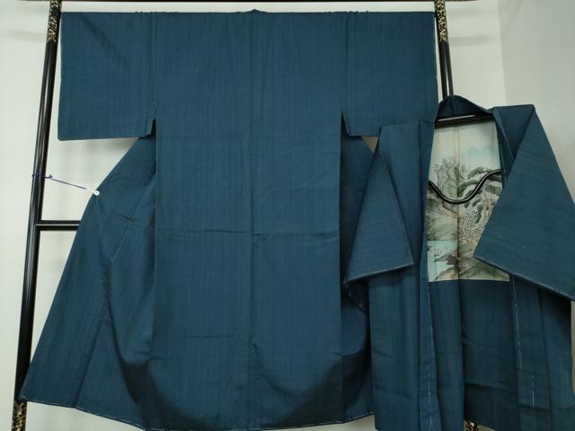 平和屋着物●男性 紬 アンサンブル 長羽織 間道 正絹 逸品 未使用 DAAS3080ps