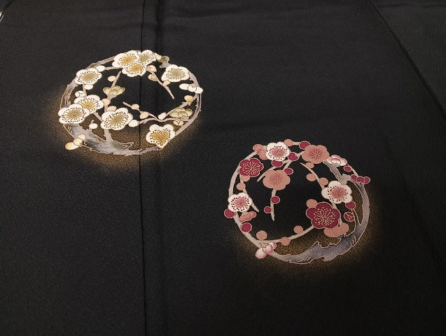 平和屋着物●澤田博司 訪問着 国宝紅白梅図屏風 黒地 金彩 やまと誂製 正絹 逸品 未使用 AAAT9458np