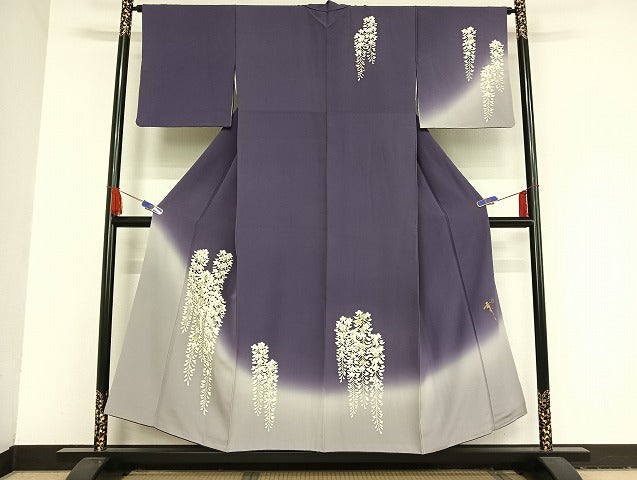 平和屋着物●美空ひばり 訪問着 藤花房 暈し染め 金彩 正絹 逸品 AAAT9459np
