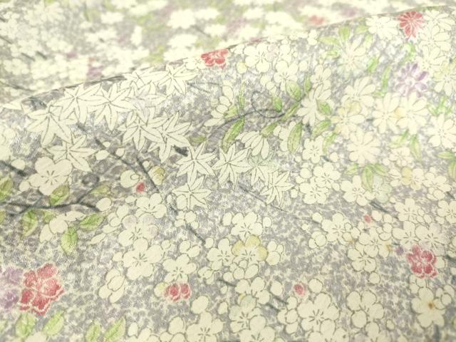 平和屋着物▽上質な小紋 単衣 枝花文 正絹 逸品 DAAS0135az