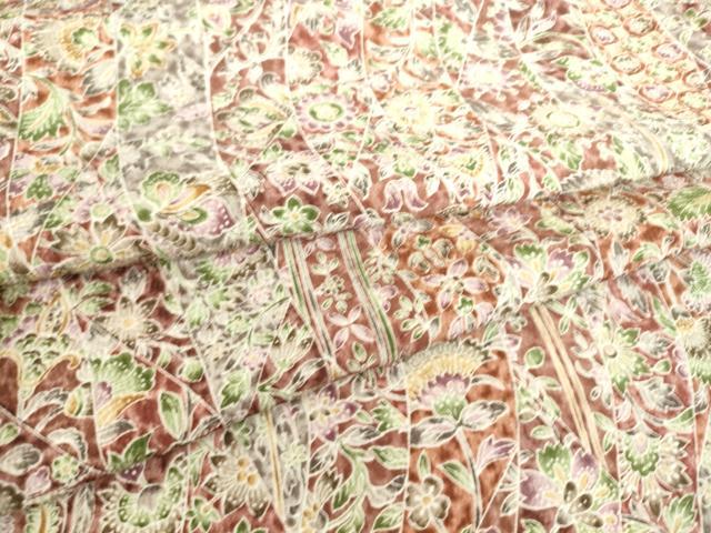 平和屋着物▽上質な小紋 単衣 更紗花文 正絹 逸品 DAAS0148az
