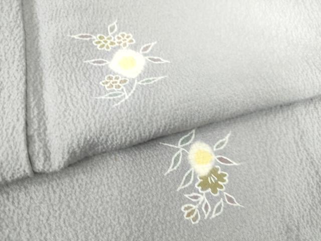 平和屋着物▽上質な小紋 単衣 舞花文 銀通し地 正絹 逸品 DAAS0149az