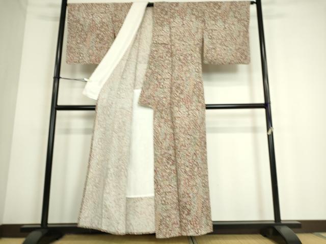 平和屋着物▽上質な小紋 単衣 更紗花文 正絹 逸品 DAAS0148az