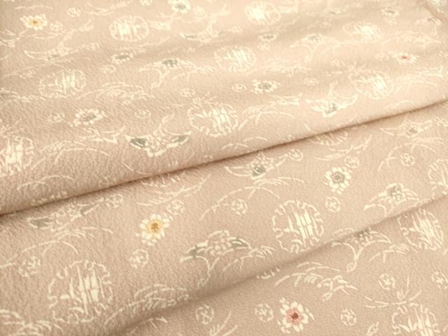 平和屋着物▽上質な小紋 単衣 雪輪花文 鬼しぼ縮緬 正絹 逸品 DAAS0146az
