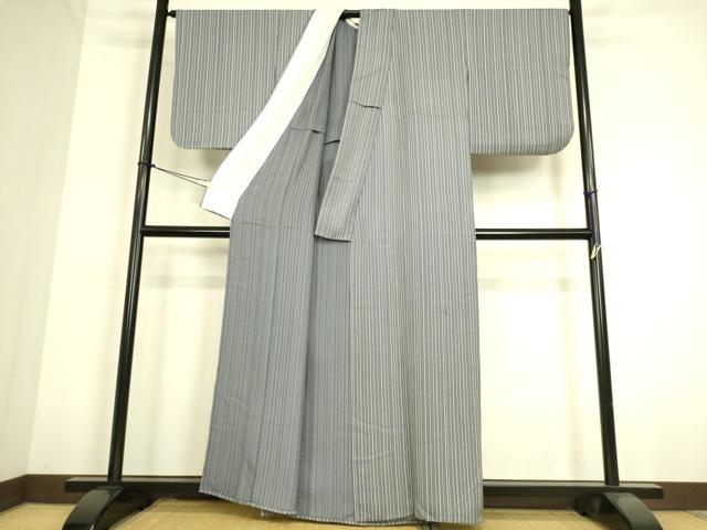 平和屋着物▽上質な小紋 単衣 縞 正絹 逸品 DAAS0166az