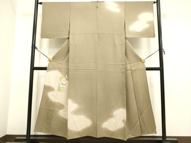 平和屋着物▽訪問着 単衣 刺繍 枝葉文 金糸 正絹 逸品 DAAS4013du