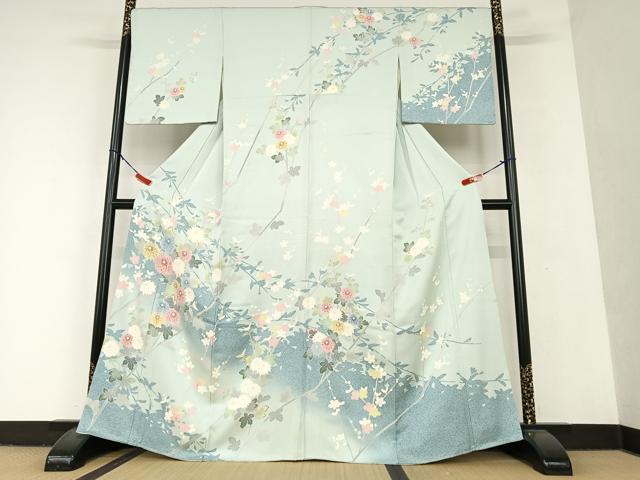 平和屋着物○訪問着 友禅 草花文 松坂屋扱い 正絹 逸品 AAAU8117zg