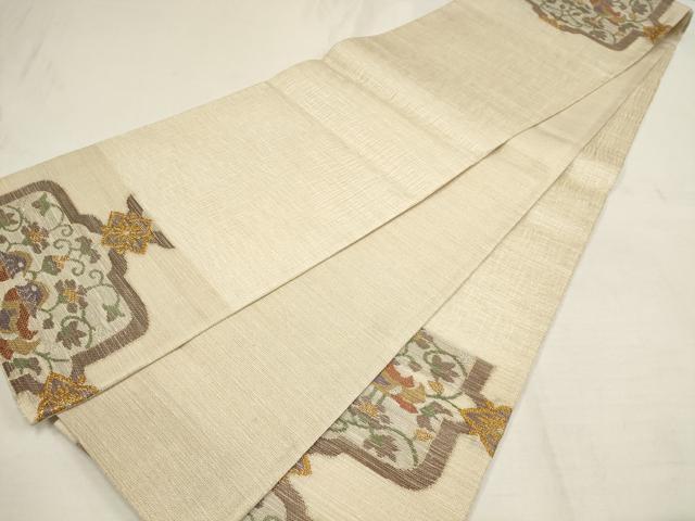 平和屋着物▼六通柄袋帯 花鳥唐草文 金銀糸 正絹 逸品 AAAU1733wj
