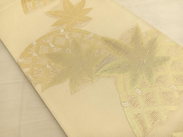 平和屋着物*夏物 六通柄袋帯 籬楓文 金銀糸 正絹 逸品 BAAS9762du