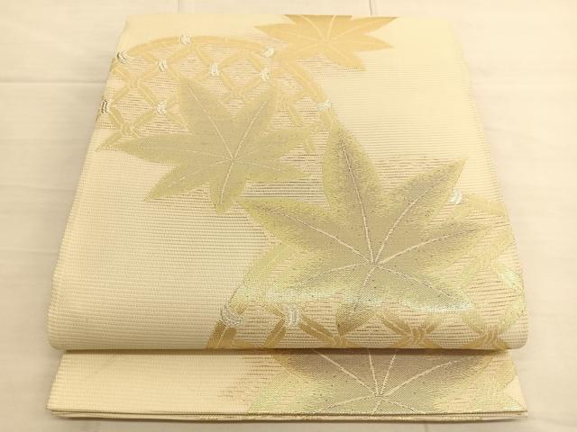 平和屋着物*夏物 六通柄袋帯 籬楓文 金銀糸 正絹 逸品 BAAS9762du