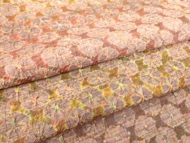 平和屋着物▽上質な小紋 単衣 紬地 蜘蛛絞り 横段文 正絹 逸品 DAAS0293az