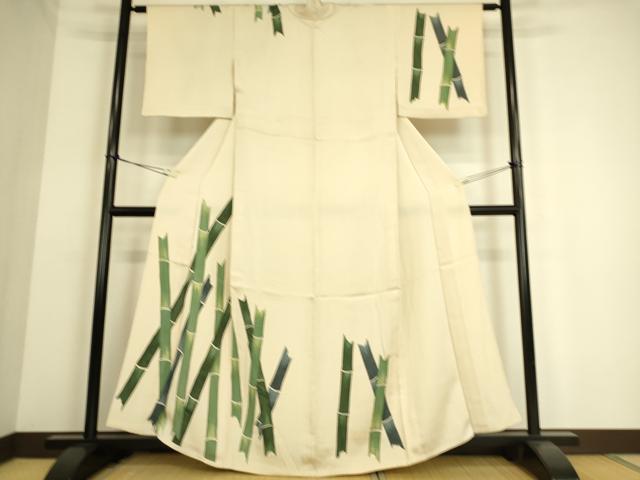 平和屋着物▽訪問着 単衣 竹文 正絹 逸品 DAAS0184az