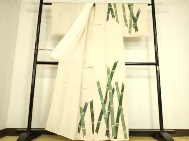 平和屋着物▽訪問着 単衣 竹文 正絹 逸品 DAAS0184az