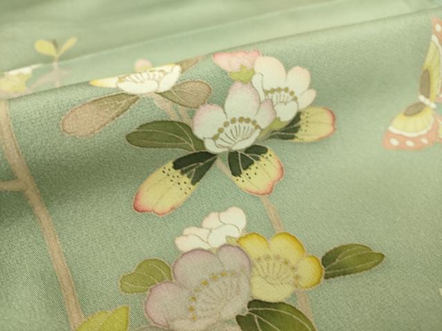 平和屋着物▽訪問着 単衣 友禅 作家物 枝花文 暈し染め さが美扱い 正絹 逸品 DAAS0198az