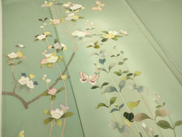 平和屋着物▽訪問着 単衣 友禅 作家物 枝花文 暈し染め さが美扱い 正絹 逸品 DAAS0198az