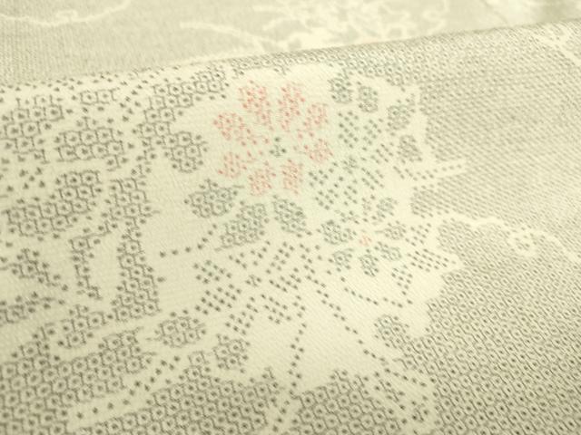 平和屋着物▽本塩沢 単衣 雪輪花文 110亀甲 正絹 逸品 DAAS0212az