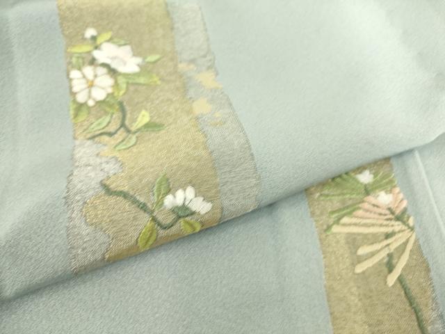 平和屋着物▽訪問着 単衣 総刺繍 寿光織 短冊花文 金銀糸 正絹 逸品 DAAS0224az