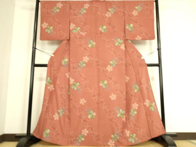 平和屋着物▽小紋 単衣 舞桜文 洗える着物 DAAS0229az