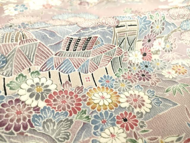 平和屋着物▽上質な小紋 単衣 花鳥風景文 正絹 逸品 DAAS0256az