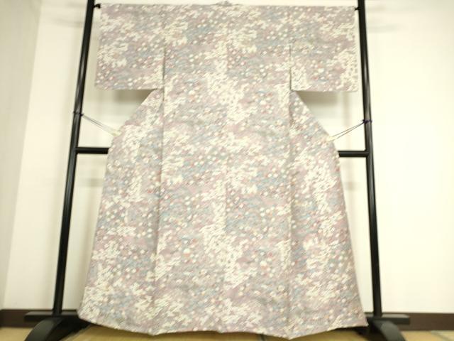平和屋着物▽上質な小紋 単衣 花鳥風景文 正絹 逸品 DAAS0256az