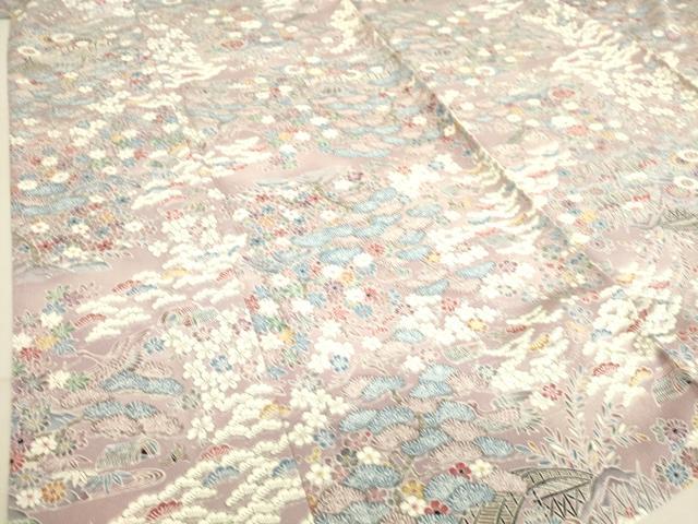 平和屋着物▽上質な小紋 単衣 花鳥風景文 正絹 逸品 DAAS0256az