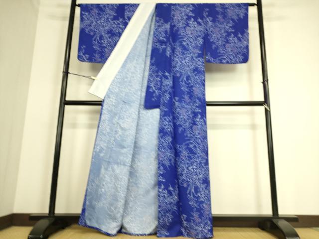 平和屋着物▽小紋 単衣 草花文 洗える着物 DAAS0268az