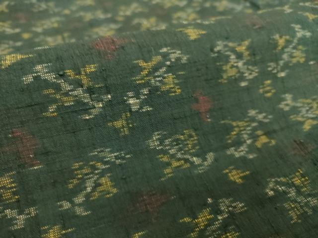 平和屋着物▽上質な紬 単衣 絣文 正絹 逸品 DAAS0278az