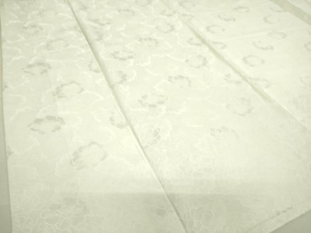 平和屋着物▽上質な色無地 単衣 花尽くし地紋 白花色 正絹 逸品 DAAS0285az