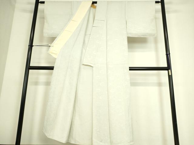 平和屋着物▽上質な色無地 単衣 花尽くし地紋 白花色 正絹 逸品 DAAS0285az