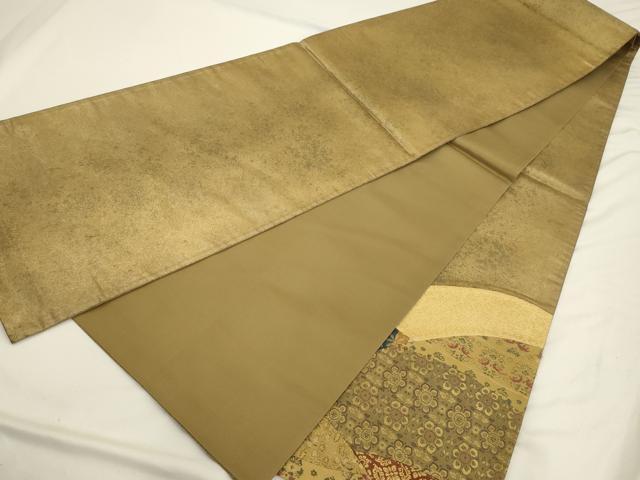 平和屋着物◎太鼓柄袋帯 切嵌 花鳥文 金糸 引箔 正絹 逸品 AAAU5142sx