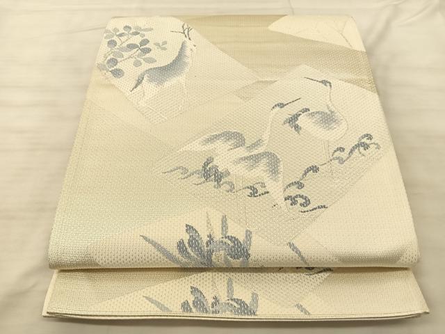 平和屋着物◎六通柄袋帯 動物文 銀糸 正絹 逸品 BAAS9897du
