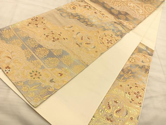 平和屋着物◎六通柄袋帯 鳳凰名物裂 金糸 正絹 逸品 BAAS9941du