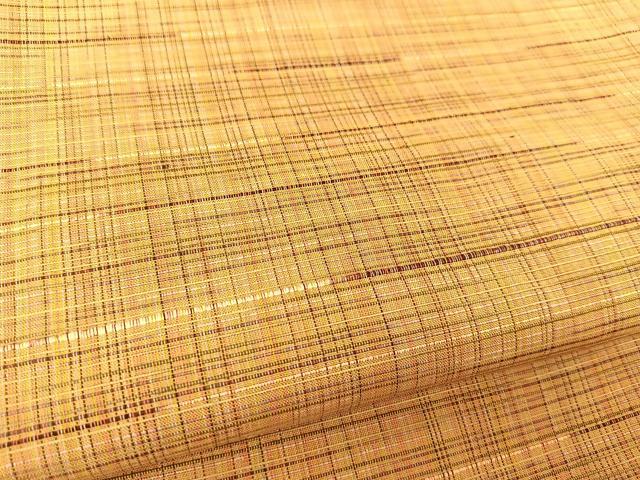 平和屋着物▽上質な紬 単衣 格子柄 正絹 逸品 BAAS8194yc