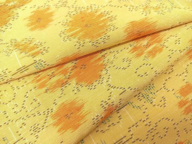 平和屋着物▽上質な紬 単衣 切り嵌め花唐草文 正絹 逸品 BAAT0612yc