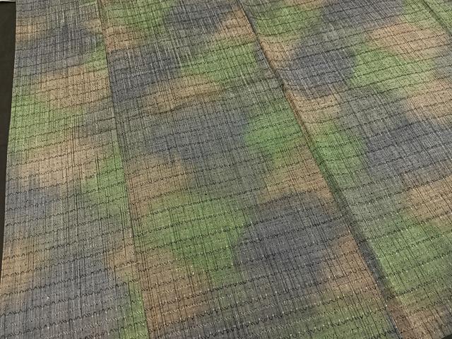 平和屋着物▽上質な紬 単衣 霞文 正絹 逸品 BAAT0622yc