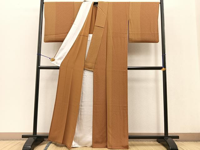 平和屋着物▽上質な小紋 単衣 竹垣花文 正絹 逸品 BAAT0620yc
