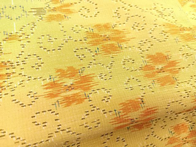 平和屋着物▽上質な紬 単衣 切り嵌め花唐草文 正絹 逸品 BAAT0612yc