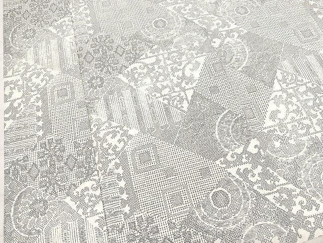 平和屋着物▽お召 単衣 切り嵌め草花文 洗える着物 BAAS8181yc
