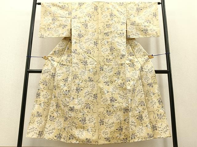 平和屋着物▽上質な紬 単衣 乱菊 正絹 逸品 未使用 BAAT0412yt