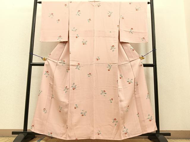 平和屋着物▽上質な小紋 単衣 舞椿文 金彩 正絹 逸品 BAAT0413yt