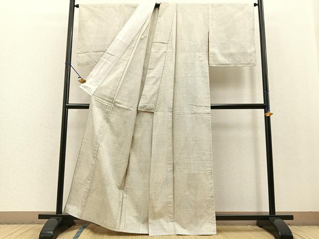 平和屋着物▽本場大島紬 単衣 白大島 9マルキ 140亀甲 吉祥文 正絹 逸品 BAAT0431yt